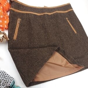 New Bob Limberlake Brown Tweed Skirt Sz 12